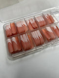 Matte peach nude French tip 120 pieces long press on nails tapered square