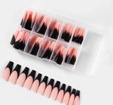 Matte Ballerina 120 pieces black French tip long white French tip